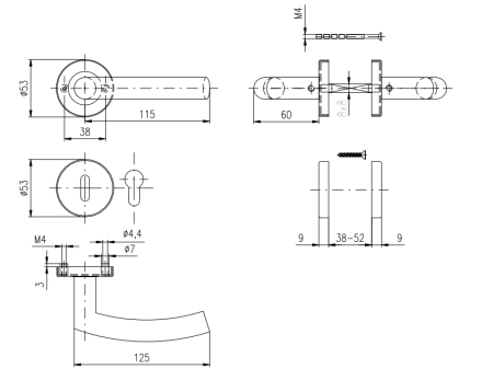 Projektni okovi ROSTEX CORTINA (MATIRANI INOX)