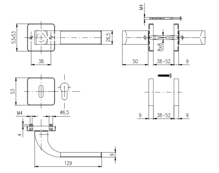 Okov za vrata ROSTEX FONDI/H (MAT INOX)