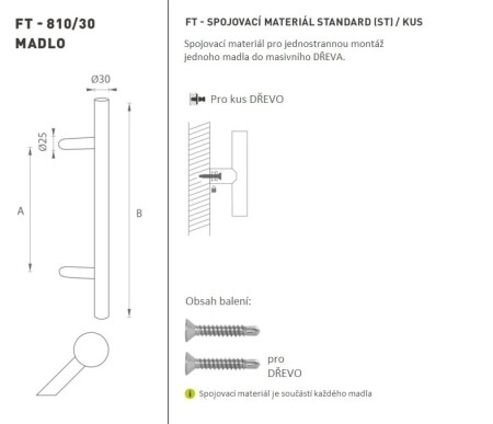 RUČICA kod K10 Ø 30 mm ST - kom (BS - Mat crna)