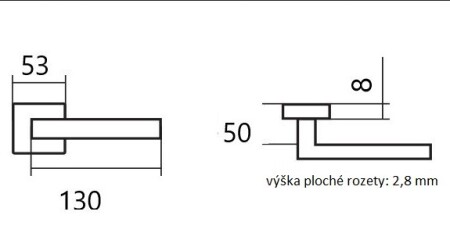 Okov za vrata TWIN CUBOID HR C 1682FL (CM) - ravna rozeta