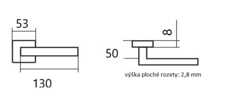 Okov za vrata TWIN CUBOID HR C 1682FL (E) - ravna rozeta