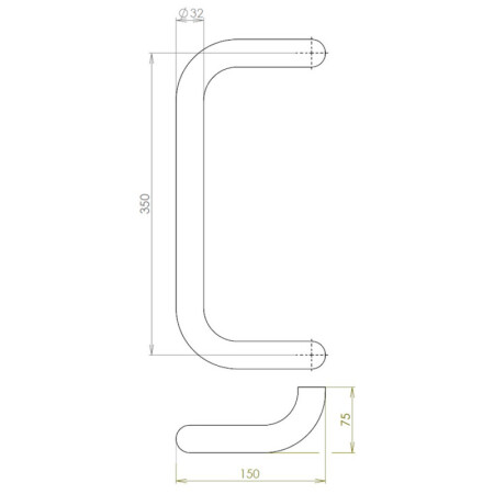 Inox kvaka &quot;G&quot; HOLAR, ø 32 mm - nehrđajući čelik