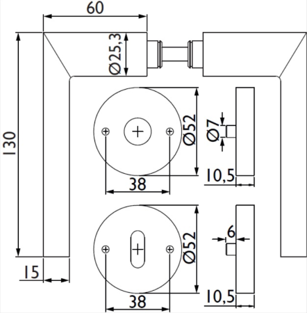 Okov za vrata TWIN LEVEL H 1813 (CM)