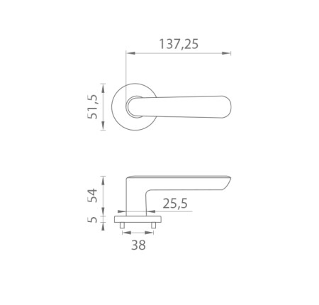 Okov za vrata MP AS - ARIA - R 5S BS (BS - mat crna)