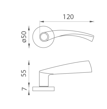 Okov za vrata MP Tornado - R (BS - mat crna)