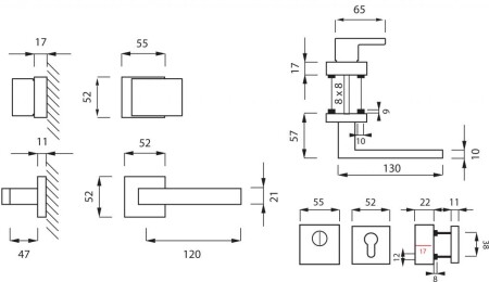 Sigurnosni okovi MP CUBO/SQUARE HR 3230/2275 (BS - mat crna)