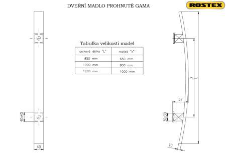 Kvaka za vrata ROSTEX GAMA (inox mat) - jednostr