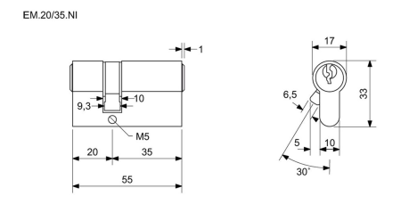 Ekstra kratki 4-pinski (za stranu 20 mm) ili 5-pin (za stranu od 25 mm) umetak - RICHTER EM.20/35.NI