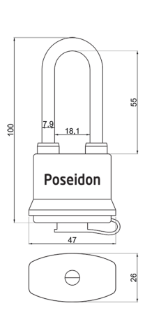 Čelična vodootporna brava sa plastičnim poklopcem RICHTER RV.POSEIDON.40.PL
