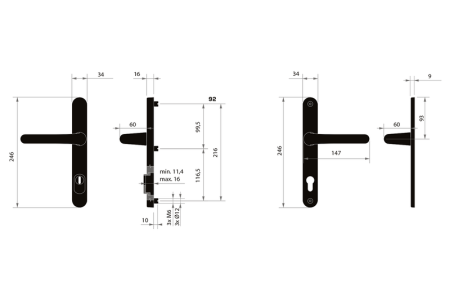 MP MPK sigurnosni okovi - SECURO A04 PLUS - USO COSLAN (F5 - Crna mat) - s poklopcem