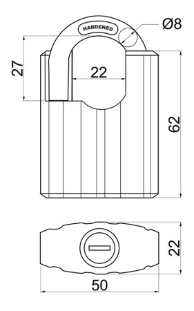 Čelični lokot s poklopcem okova RICHTER RV.STONE.50