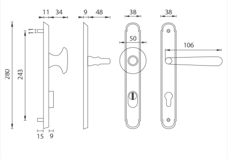 Ojačani okovi MP NI - ALT WIEN PLUS (OBMP - Antikni mesing mat lak)