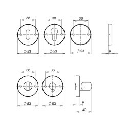 HOLAR okov za vrata s okruglom rozetom MT 11 (nehrđajući čelik)