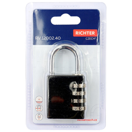 Aluminijski kodni lokot Richter RV.12002.40.CRN