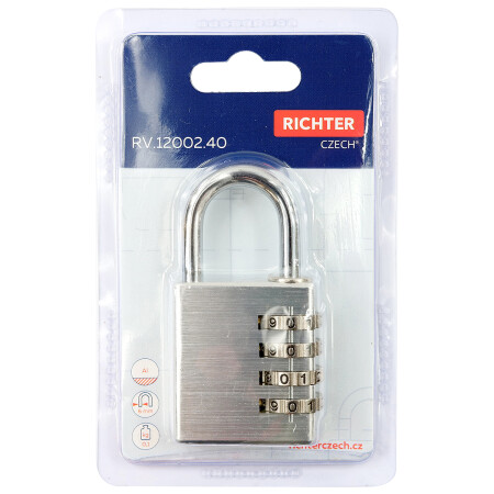 Aluminijski kodni lokot Richter RV.12002.40.STR