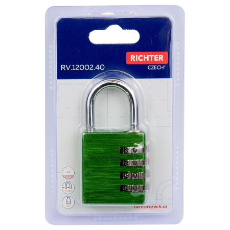 Aluminijski kodni lokot Richter RV.12002.40.ZEL