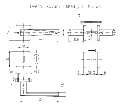 Okov za vrata ROSTEX EMONT/H s klinovima (NEHRĐAJUĆI ČELIK MAT TITAN)