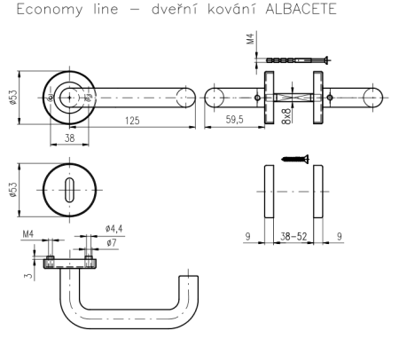 Protivpanični okov ROSTEX ALBACETE s klinovima (MAT NEHRĐAJUĆI ČELIK)