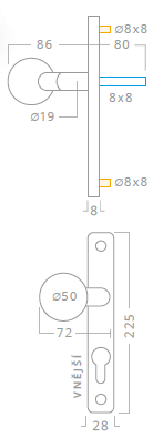 Okov za vrata ACT Lida UŠ (INOX)